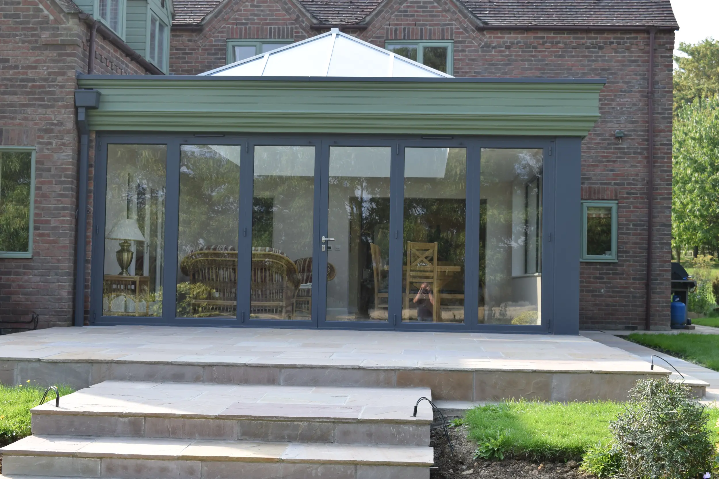 Finished garden room front elevation